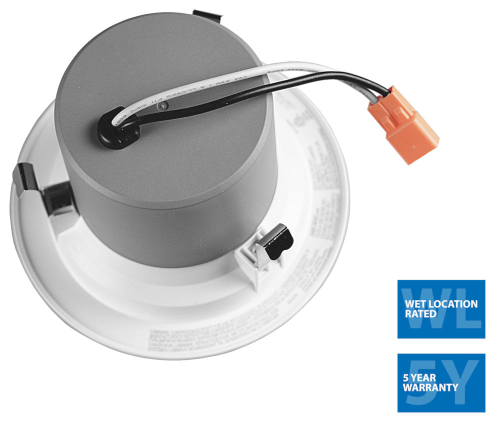 DCR4 LED Recessed Downlight Retrofit Light Fixture, White, Baffle, 2700k