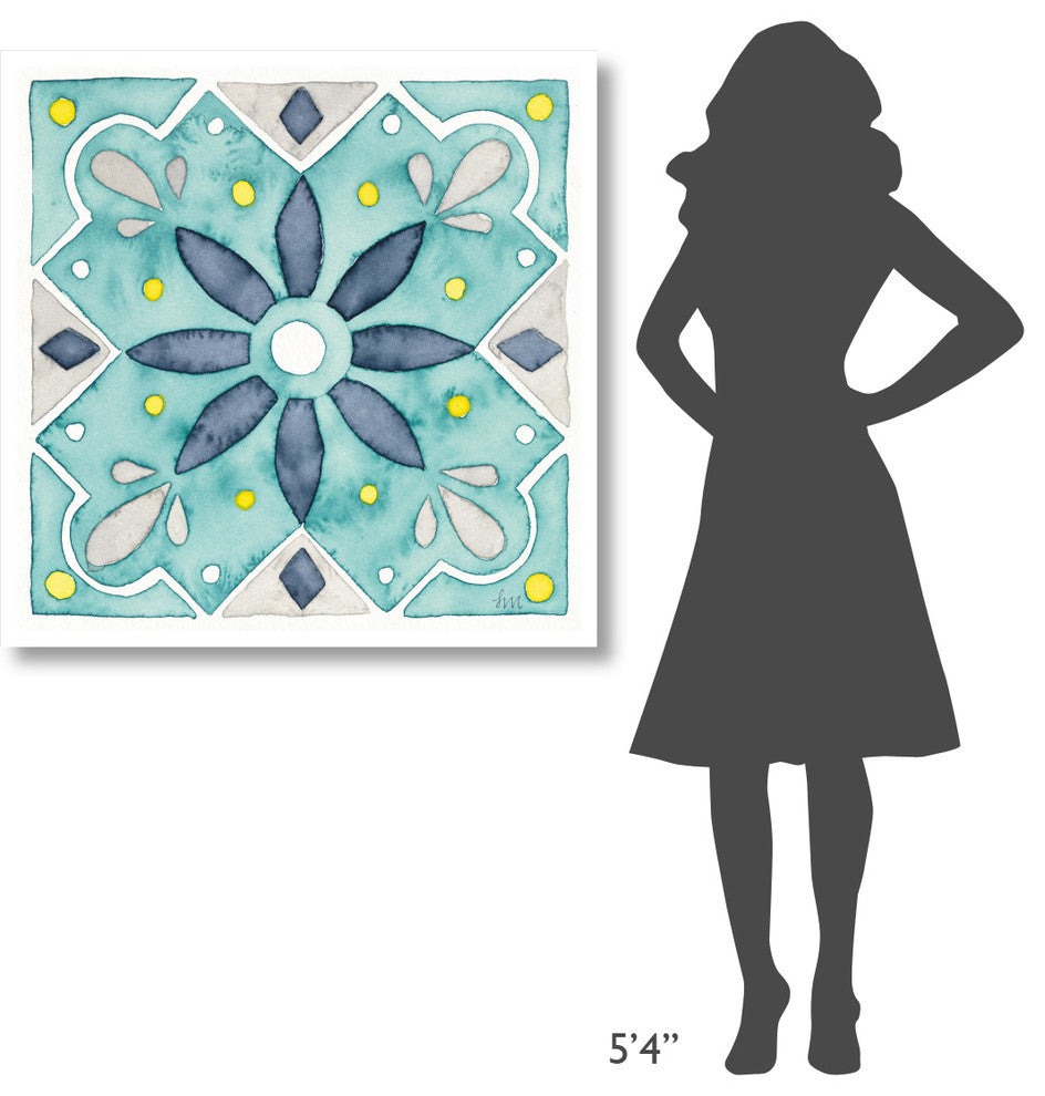 "Garden Getaway Tile V Teal" Digital Paper Print by Laura Marshall, 38"x38"