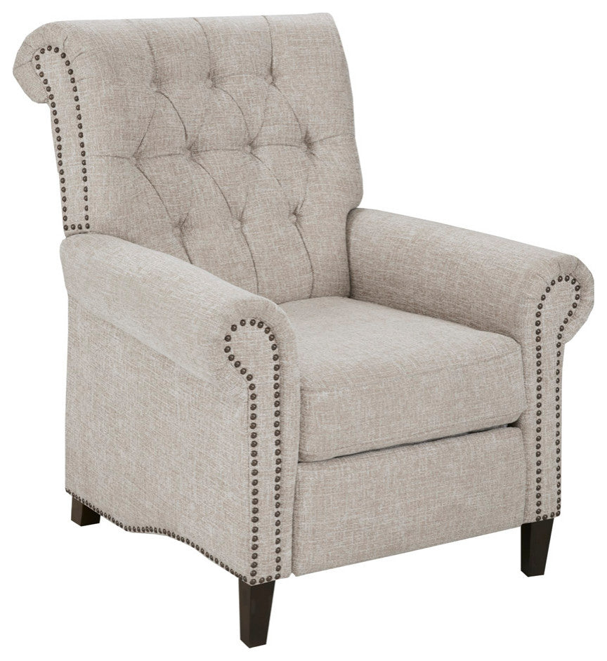 Aidan Rolled Back Push Back Recliner Accent Chair, Cream