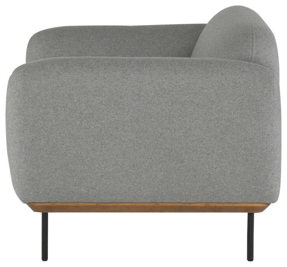 Benson Occasional Chair in Light Grey Wool Blend and Walnut Base