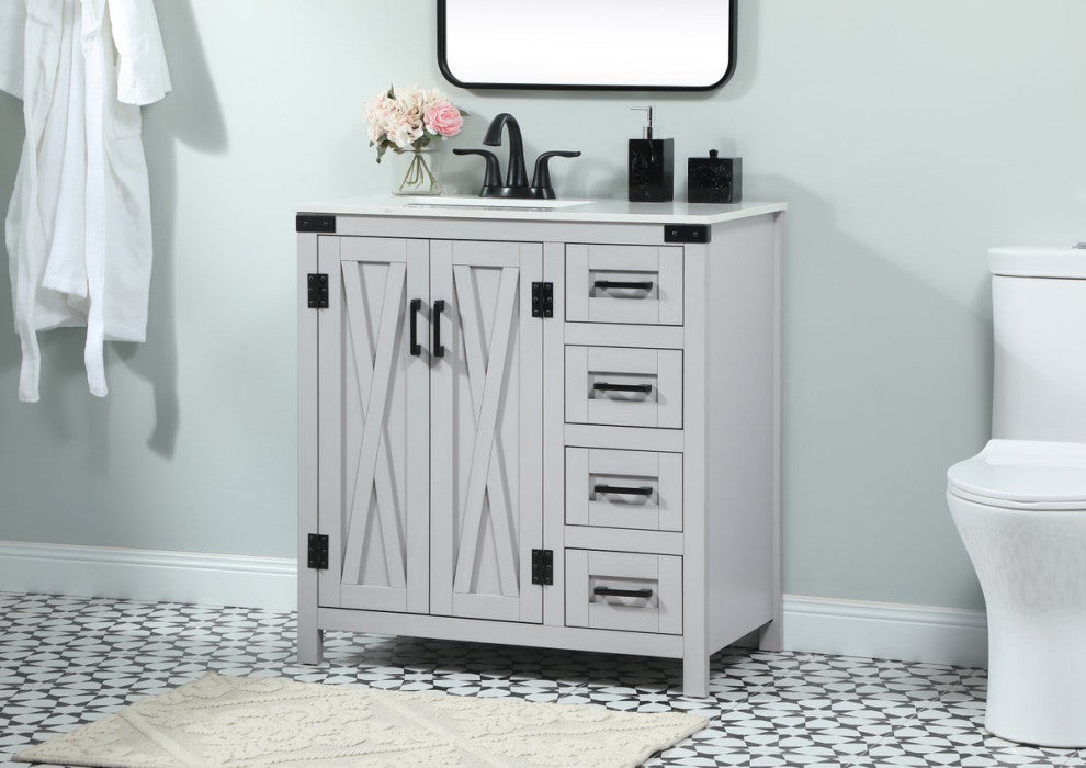 Home Living 19" Farmhouse Grey-Light Bathroom Vanity