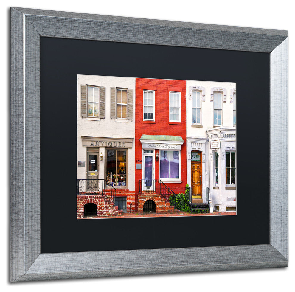 CATeyes 'Georgetown Shops DC' Matted Framed Art, Silver Frame, Black Mat, 20x16