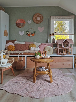 Monstera Leaf Machine Washable Kids Rug, Vintage Nude/Olive