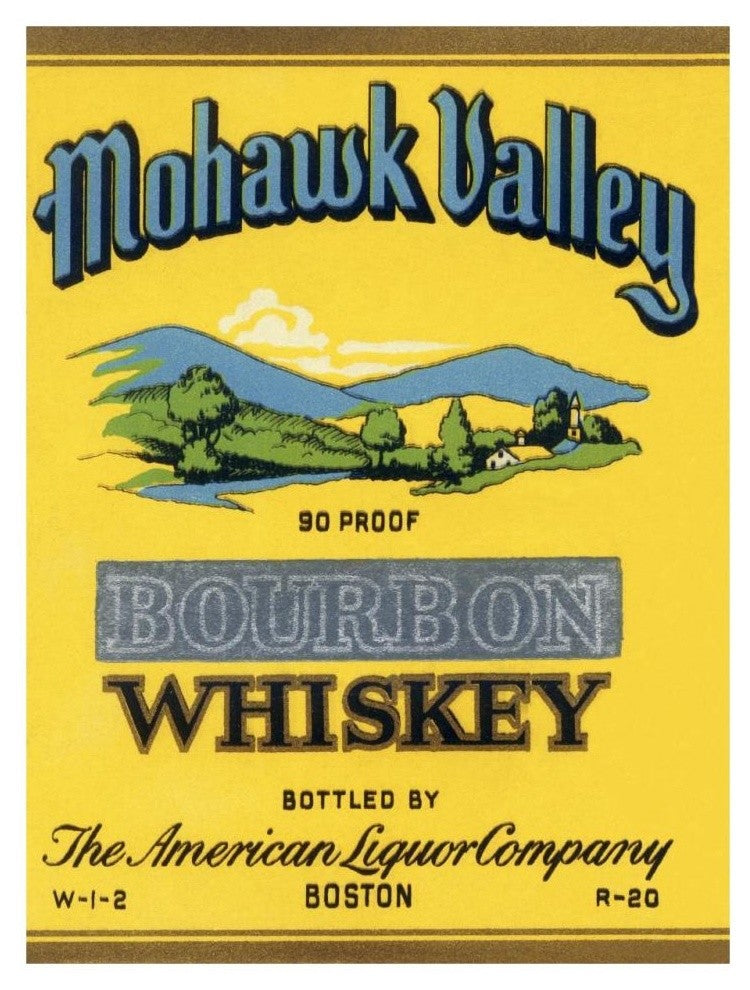 "Mohawk Valley Bourbon Whiskey" Print by Vintage Booze Labels, 25"x32"