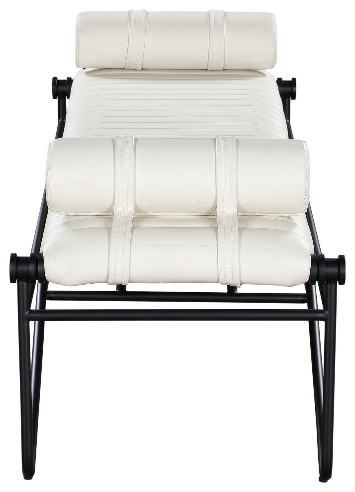Gatsby Vegan Leather Upholstered Bench, Cream