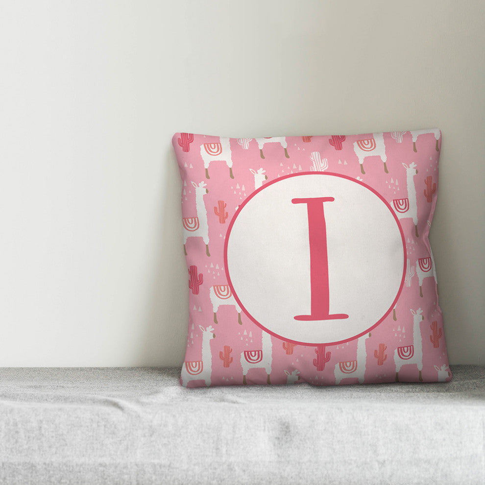 Monogram Lllama Pattern - I 16x16 Spun Poly Pillow