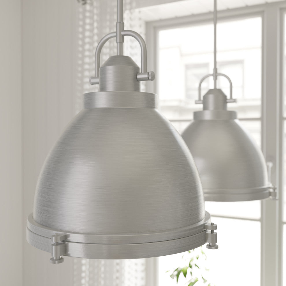 Hunter Bridgemoor Brushed Nickel 2-Light Pendant Ceiling Light Fixture