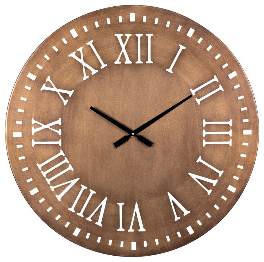 Round Brushed Gold Wall Clock