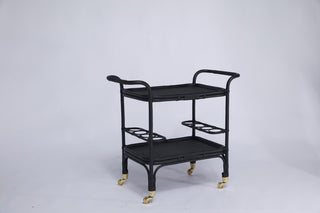 Carlo Rattan Bar Cart - Black