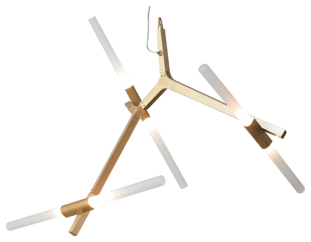 Glass Twist on Rods Light Fixture, Brass