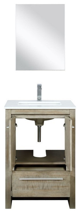 Lafarre Contemporary 24" Rustic Acacia Bathroom Vanity Set, Labaro Brushed Nicke