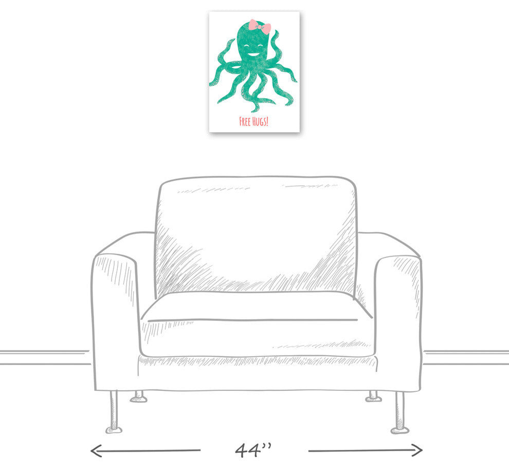 Free Hugs Octopus 12x16 Canvas Wall Art