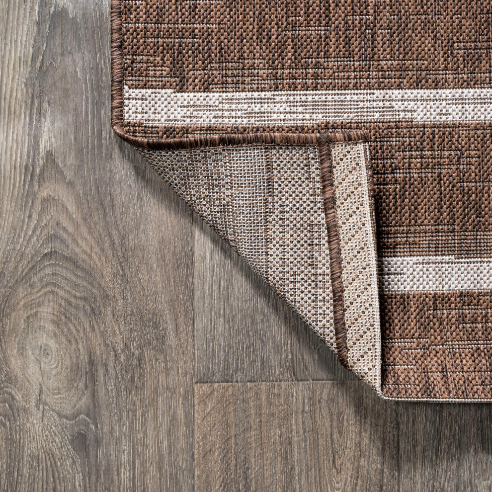 Colonia Berber Stripe Indoor/Outdoor Rug, Brown/Beige, 2x10