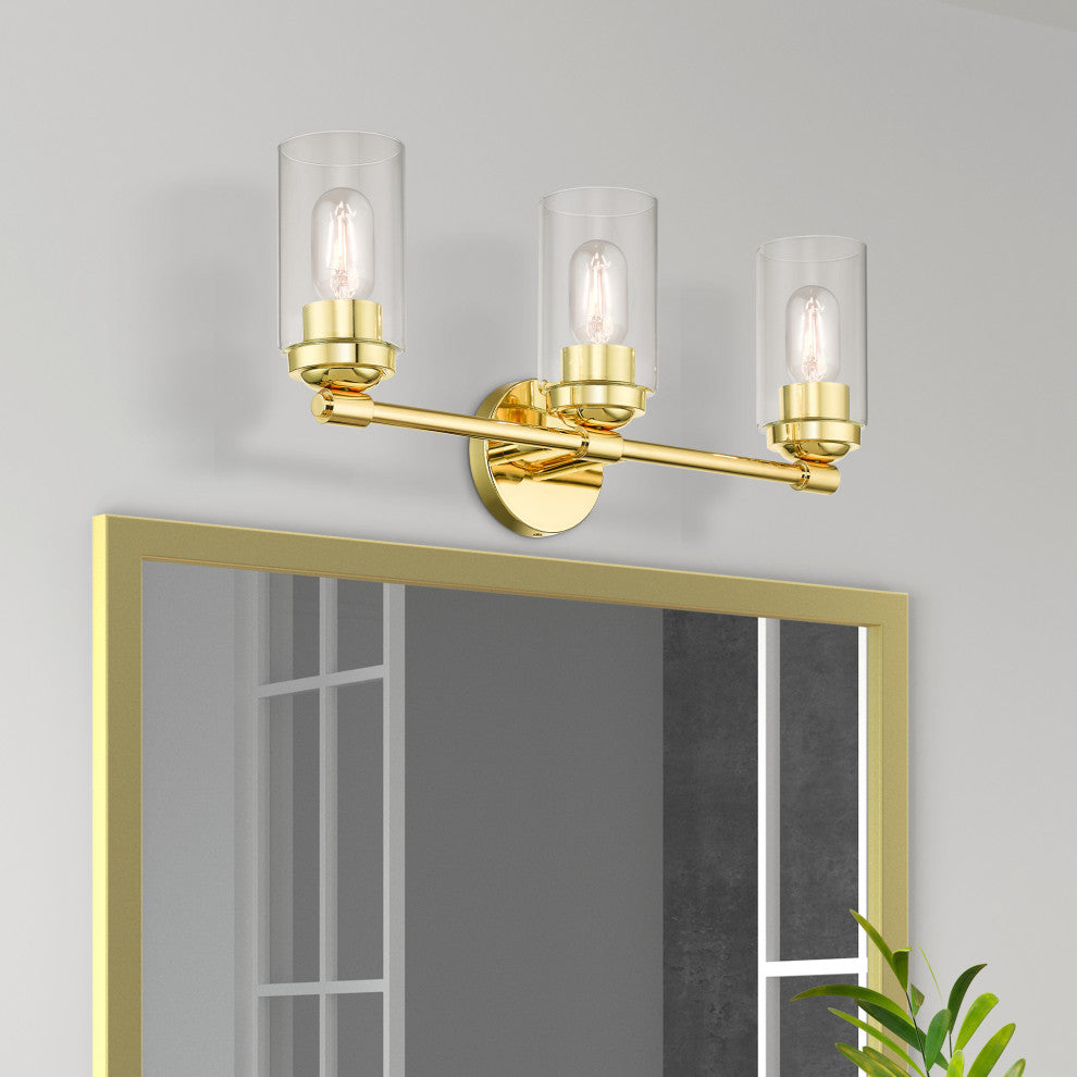 Whittier 3-Light Polished Brass Vanity Sconce