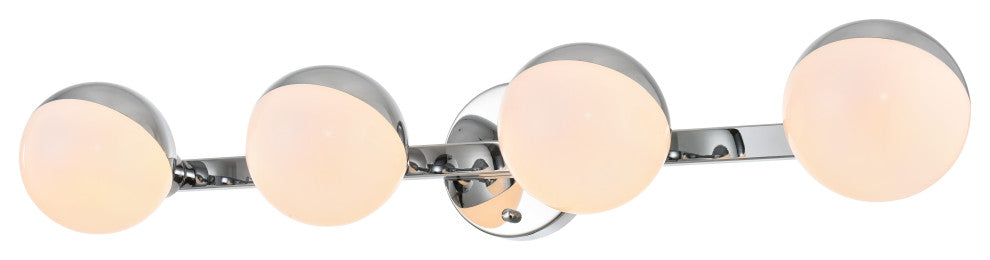 4 Light Chrome And Frosted White Bath Sconce