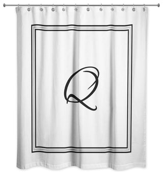 Classic White Monogrammed Shower Curtain, Q