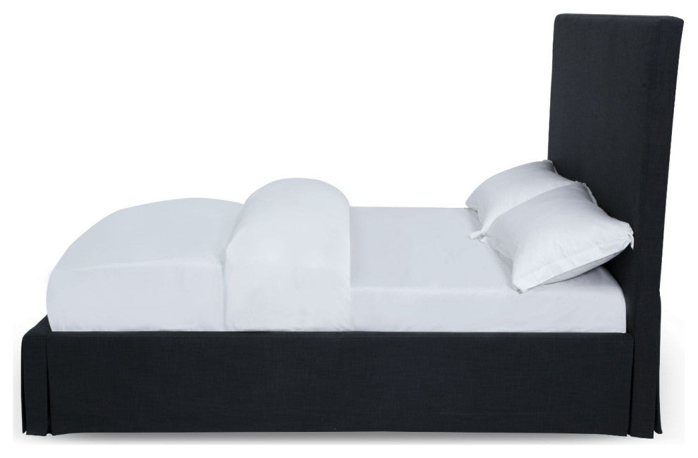 Modus Cheviot Full Upholsterd Skirted Storage Panel Bed in Iron