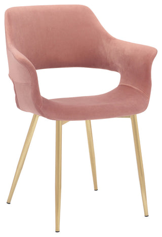 Gigi Pink Velvet Dining Room Chair with Gold Metal Legs - Set of 2