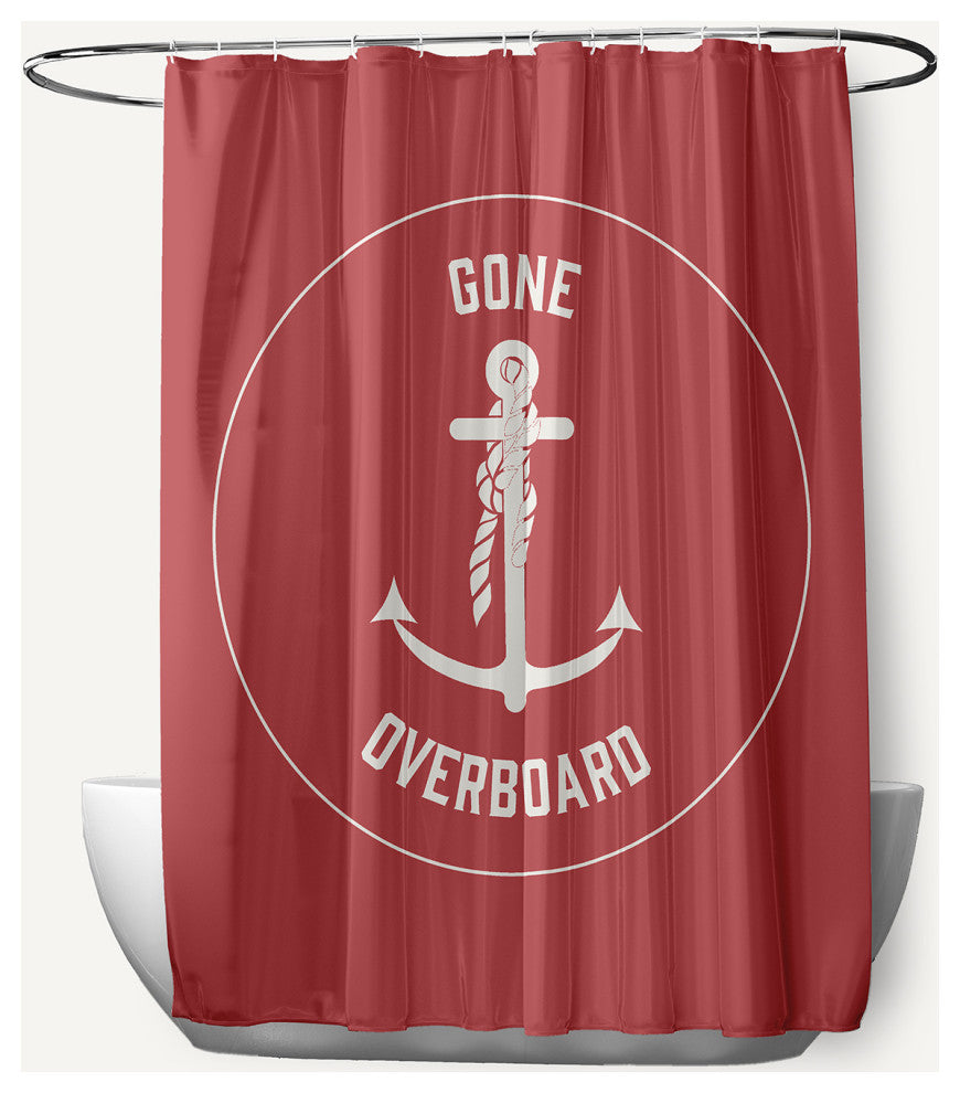 Gone Forever Overboard Ligonberry Red 70" w x 73" h Shower Curtain
