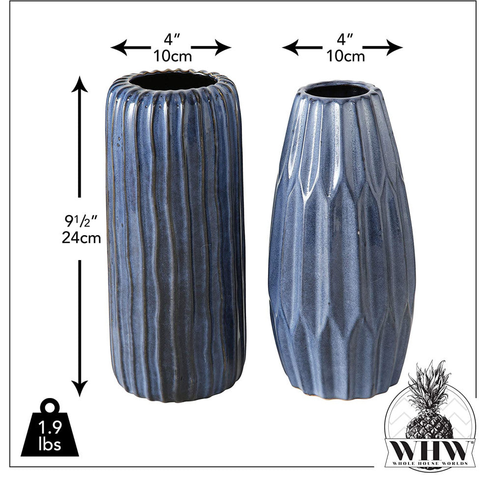 2 Piece Indigo Ripple Vase Set