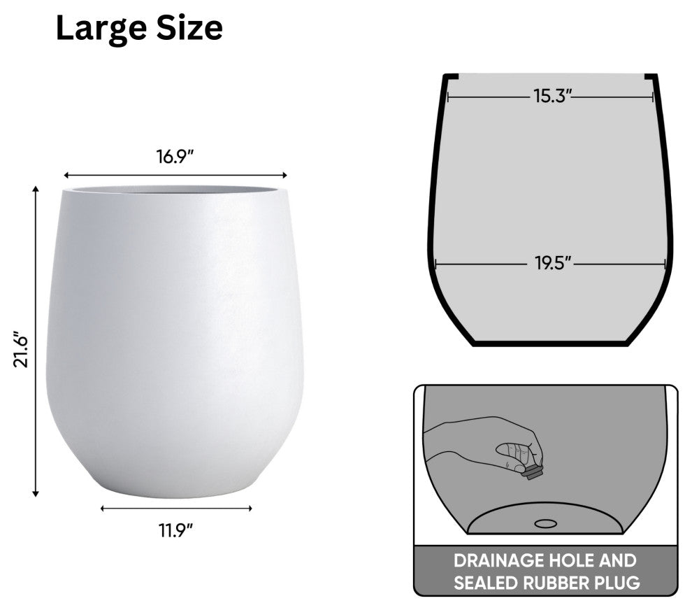 DTY Signature Mount Wilson 1-piece Fiberstone Tapered Planter, Gray, Large