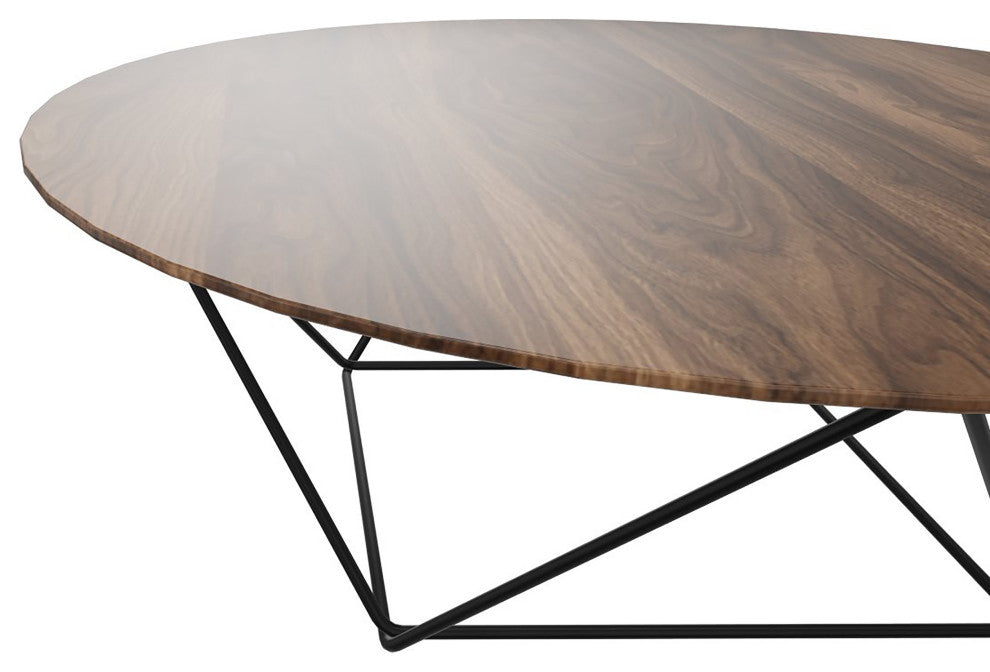 41" Mod Geo Brown and Black Wood and Iron Coffee Table