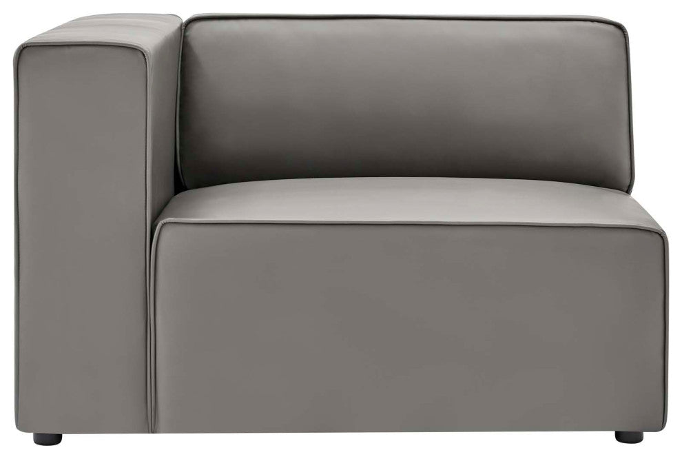 Mingle Vegan Leather 3-Piece Sectional Sofa, Gray