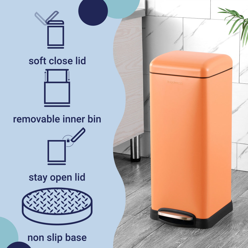 Betty Retro 8-Gallon Step-Open Trash Can, Carrot Cake