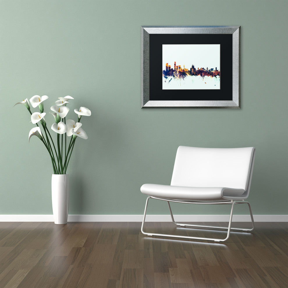 Michael Tompsett ''Liverpool England Skyline Blue'' Matted Framed Art, 16x20