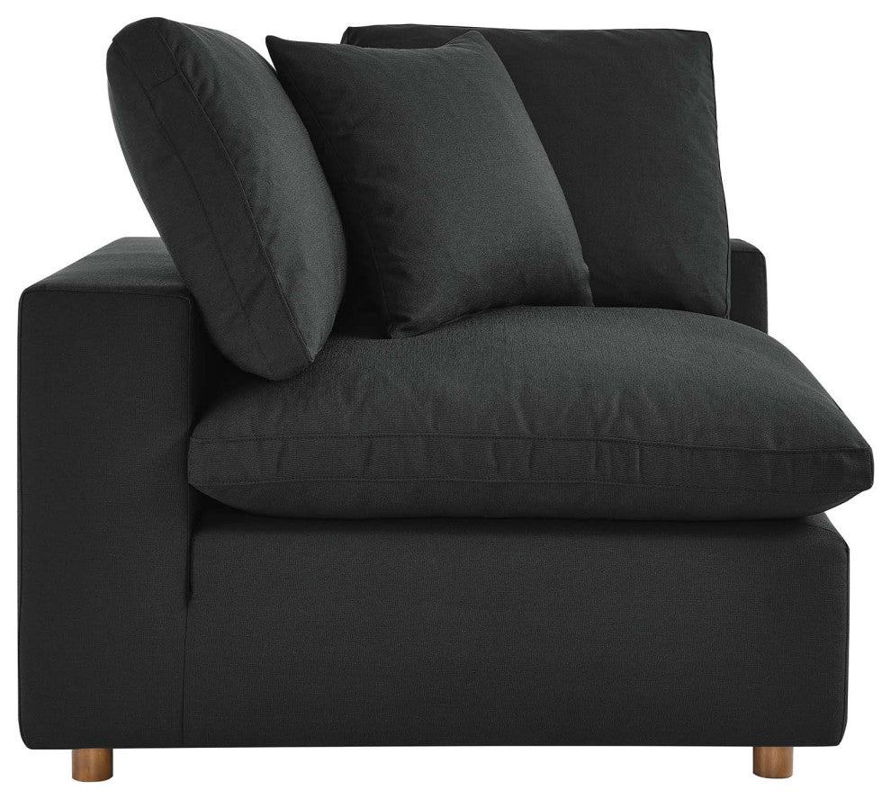 Commix Down Filled Overstuffed 3-Piece Sectional Sofa Set, Black