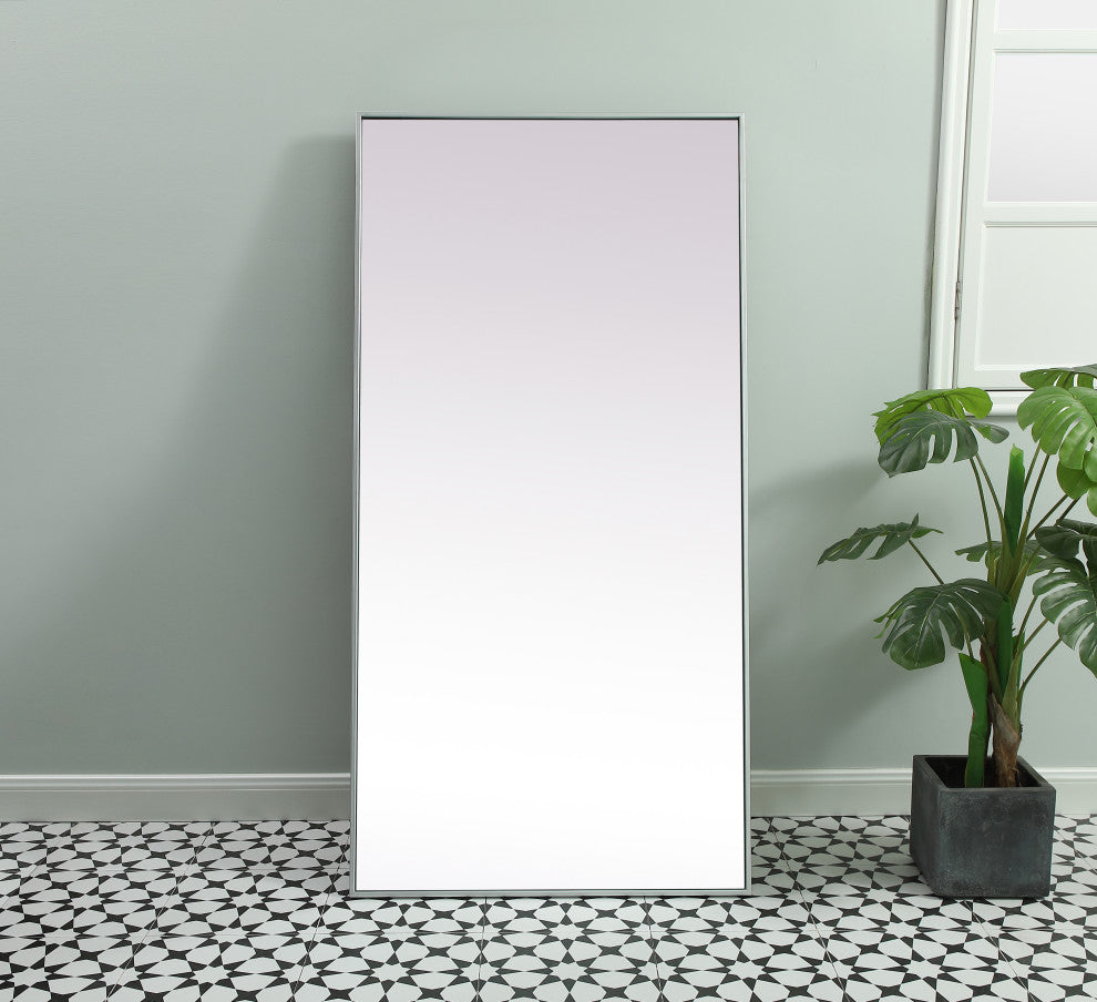 Metal Frame Rectangle Full Length Mirror 30X60 Inch, Silver