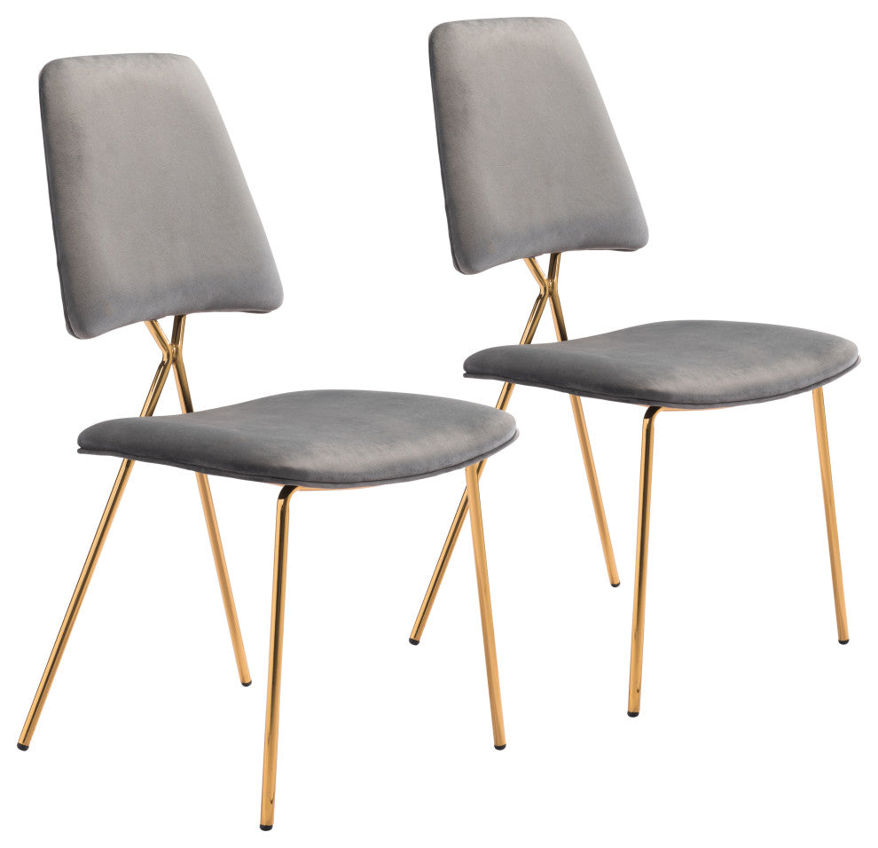 Chloe Dining Chair, Set of 2 Gray & Gold