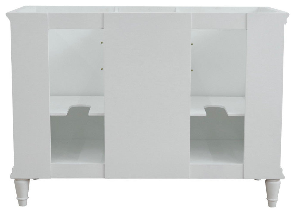 49" Double Vanity, White Finish With White Carrara And Rectangle Sink