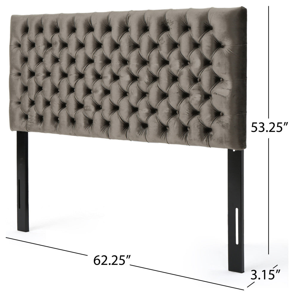 GDF Studio Hunter Tufted Fabric Queen/ Full Headboard, Gray