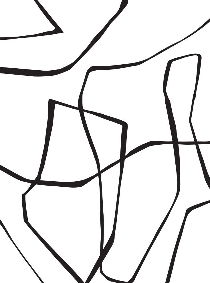 Entangled Lines Abstract Vinyl Peel and Stick Mural, Black, 24"x108", Single