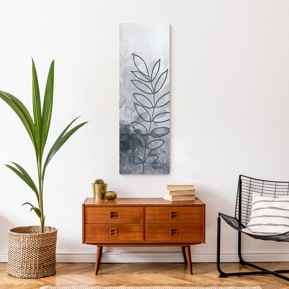 Ferns In Blue 12 x 36 Canvas Wall Art