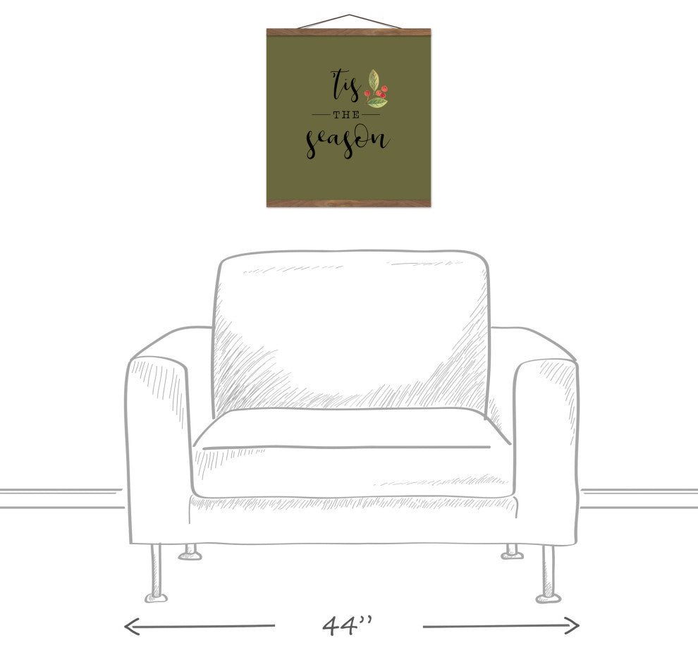 Tis the Season Green 16x16 Teak Hanging Canvas