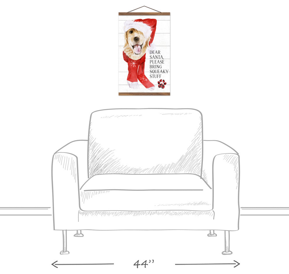 Please Bring Squeaky Stuff 12x18 Teak Hanging Canvas