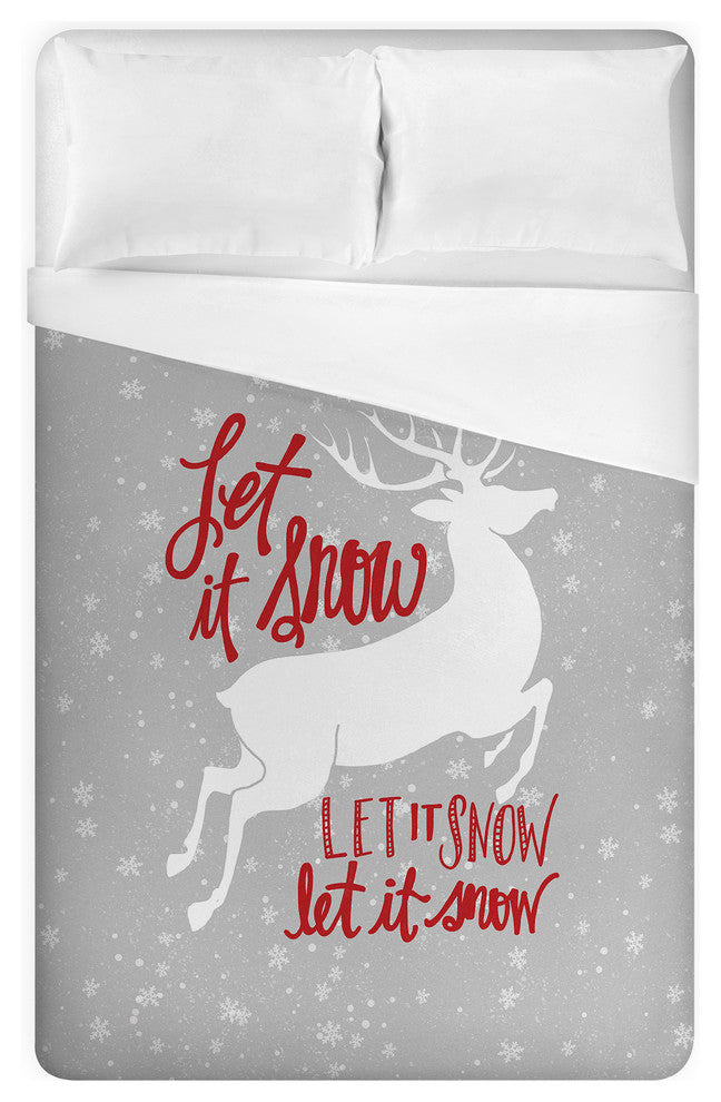 Let It Snow My Deer Queen Brushed Poly Duvet Cover