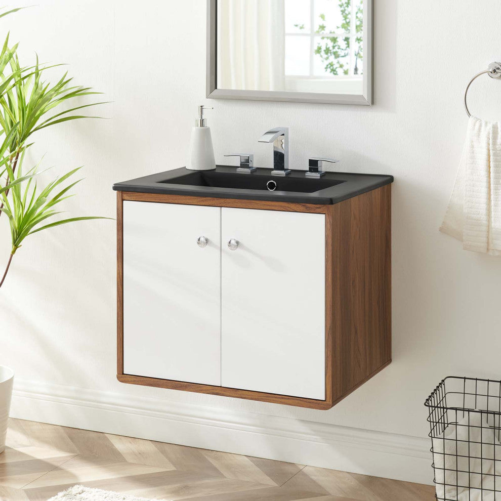 Transmit 24" Wall-Mount Bathroom Vanity - White Black