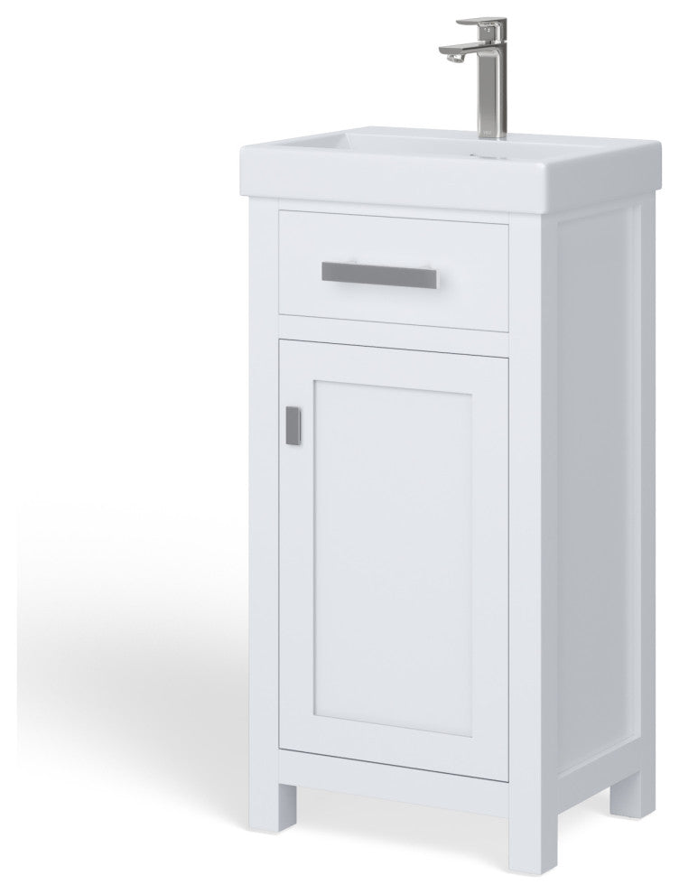 The Haven Bathroom Vanity, White, 18", Single Sink, Freestanding