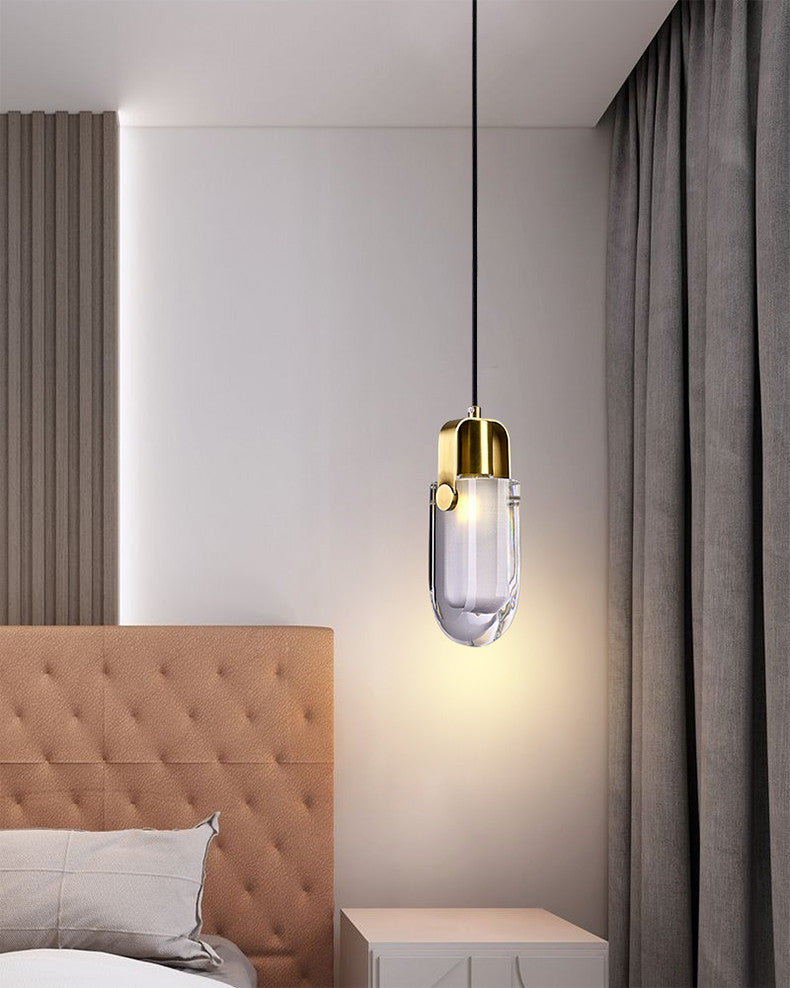 MIRODEMIÂ® Calice Ligure | Gold Crystal LED Pendant Light for Bedroom