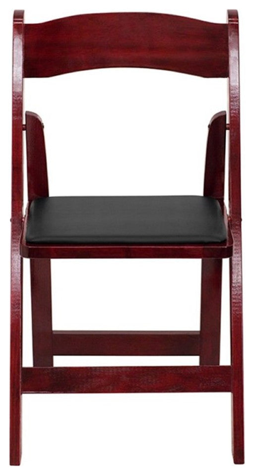 Flash Furniture Hercules Wooden Vinyl Seat Folding Chair in Mahogany (Set of 2)
