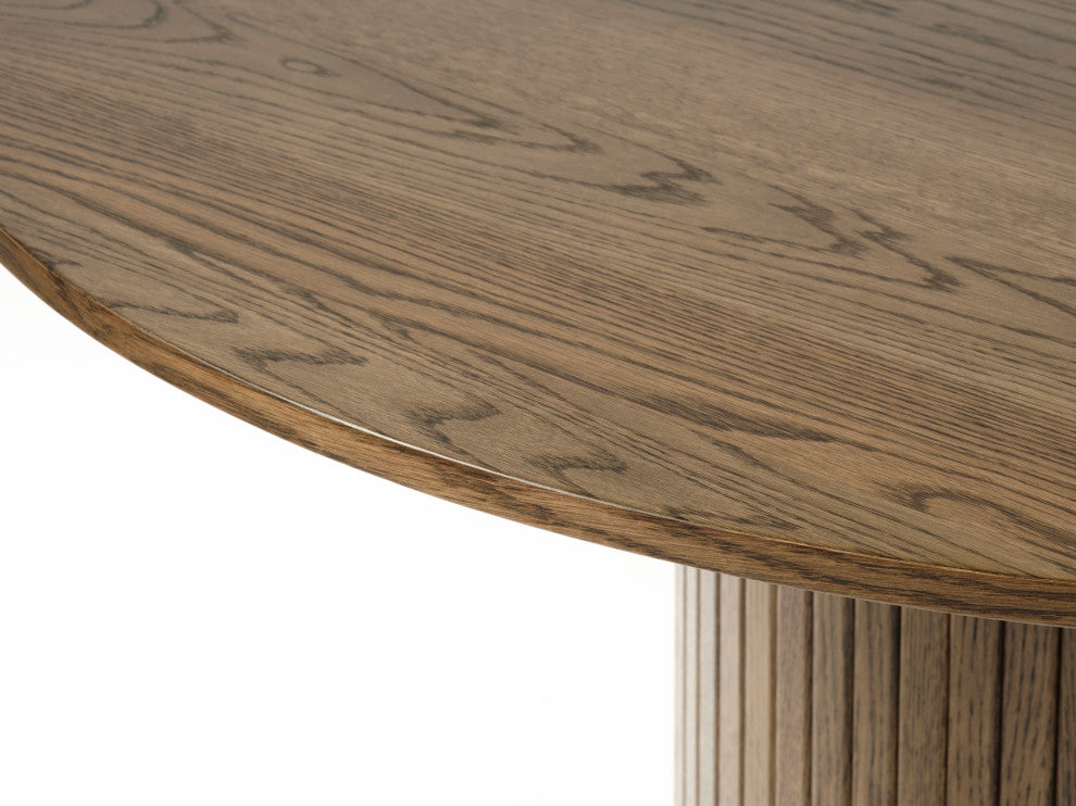 Mid-Century Modern Pedestal Dining Table, Smoked Oak, Round