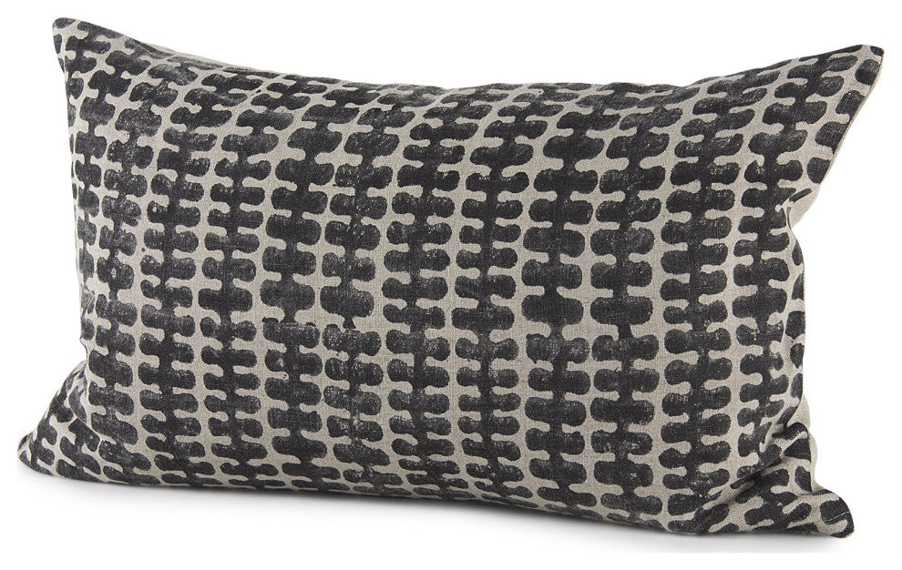 Light Gray and Black Lumbar Throw Pillow Cover