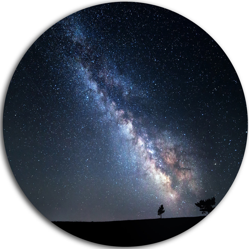 Summer Night With Stars In Crimea, Landscape Round Metal Wall Art, 11"