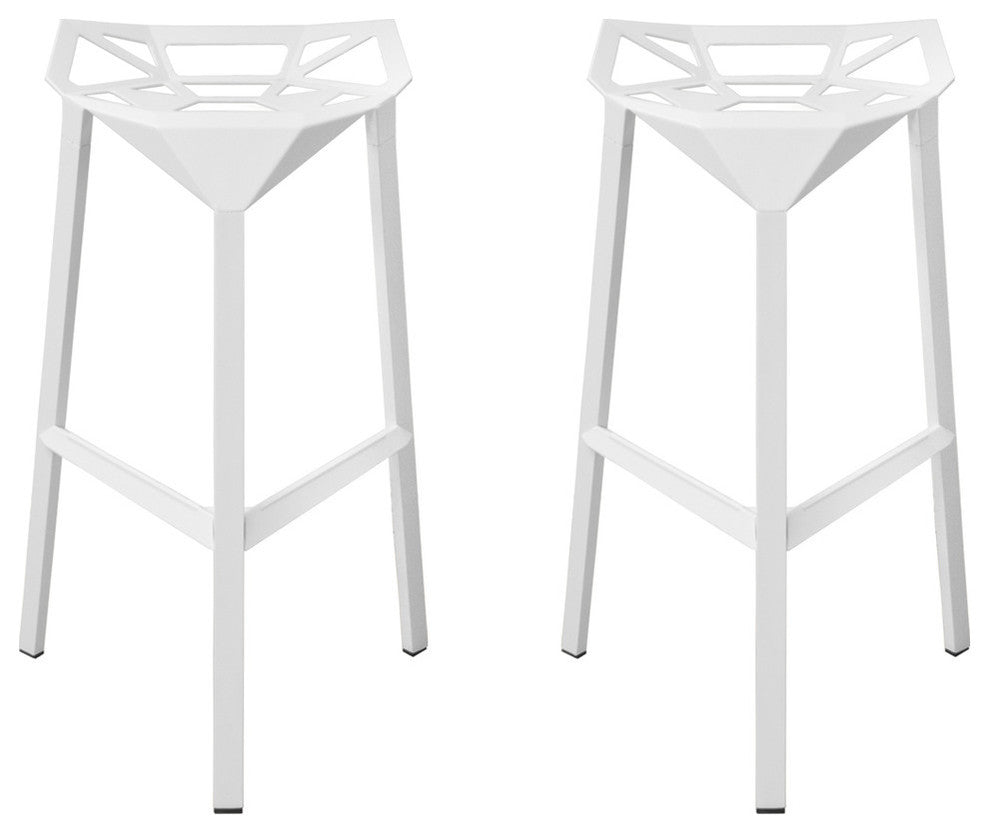 EZ Mod Geometric Barstools, Set of 2, White