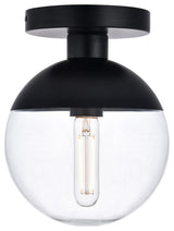 Eclipse 1 Light Flush Mount, Black With Clear Glass