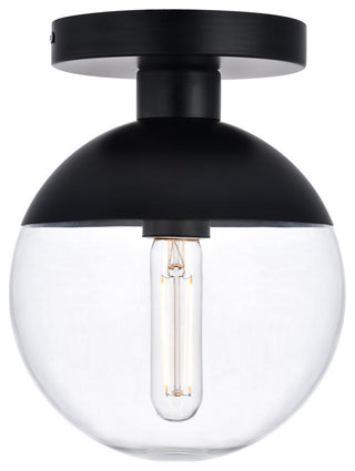 Eclipse 1 Light Flush Mount, Black With Clear Glass