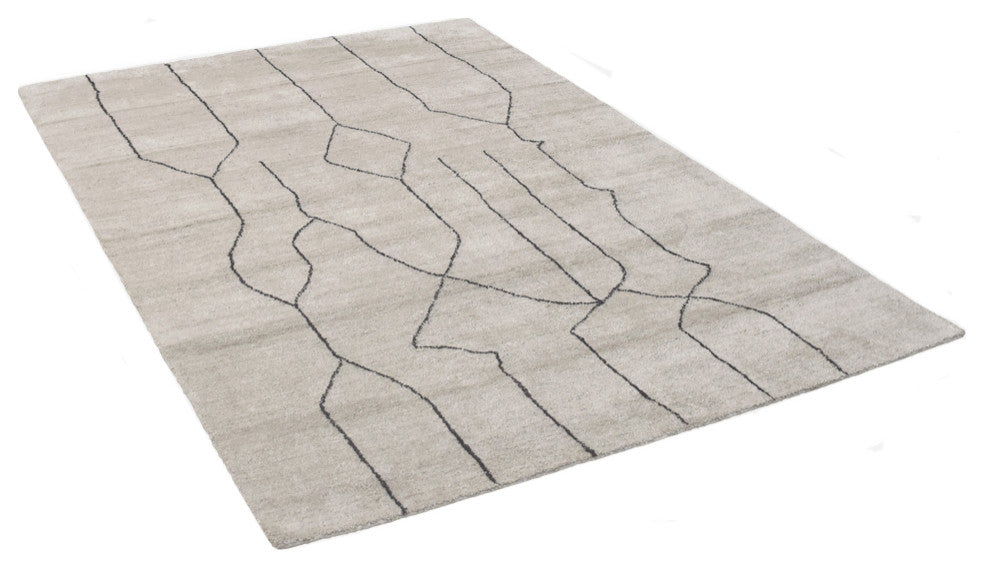 HAND KNOTTED LOOM SILK AREA RUGS-5'x8',Rectangle,Beige Brown,Contemporary